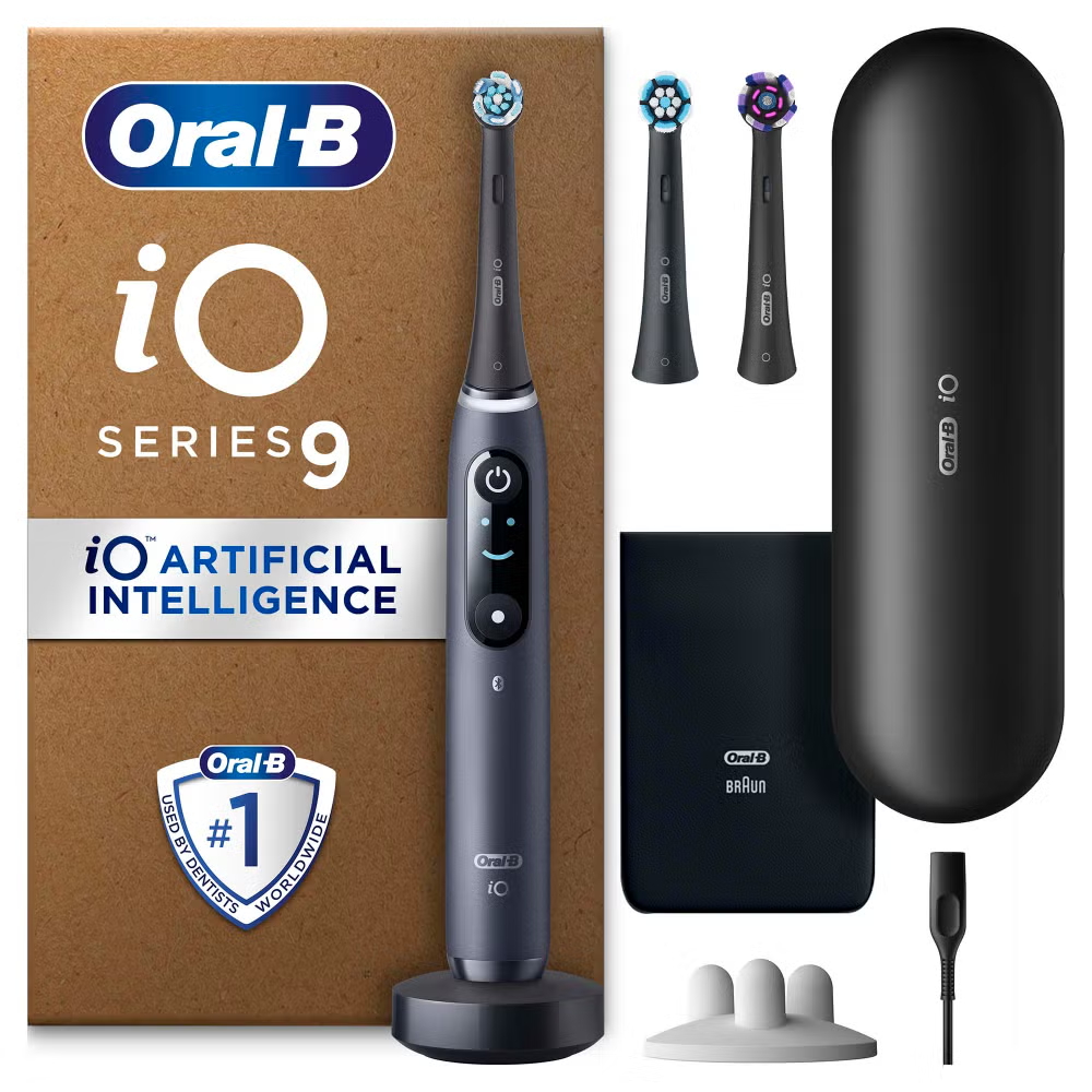Oral B iO9 Electric Toothbrush Black Onyx with 2ct Extra Refills Image 1